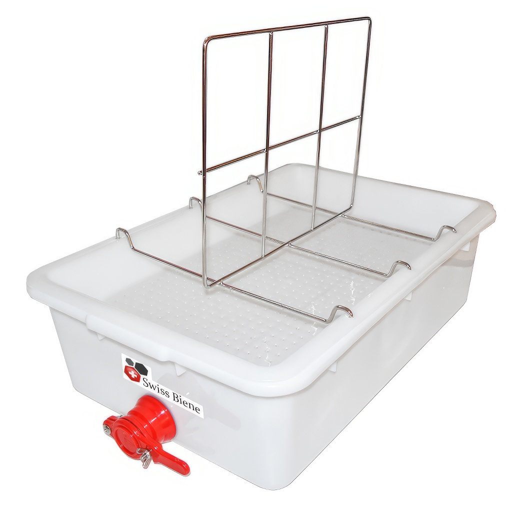 Plateau de désoperculation Mellarius - 2 cadres - bac plastique - inox