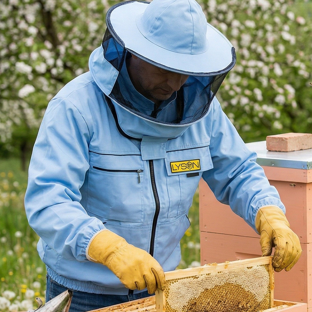 Veste d'apiculture avec chapeau - bleue - Lysoň, taille : S-XXL