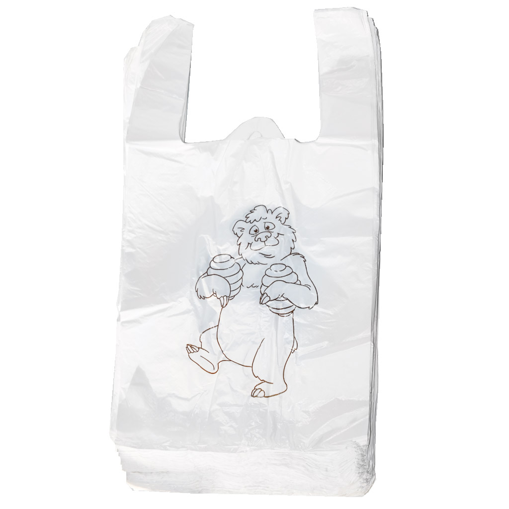 Sacs en plastique avec poignées - petit ours - 22 x 38 cm - 200 pièces