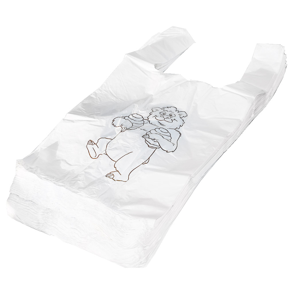 Sacs en plastique avec poignées - petit ours - 22 x 38 cm - 200 pièces