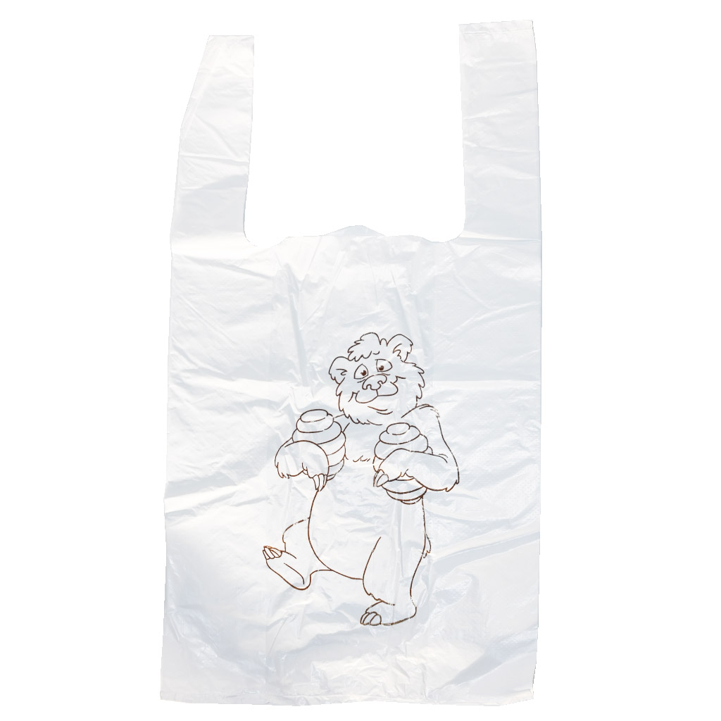 Sacs en plastique avec poignées - petit ours - 22 x 38 cm - 200 pièces