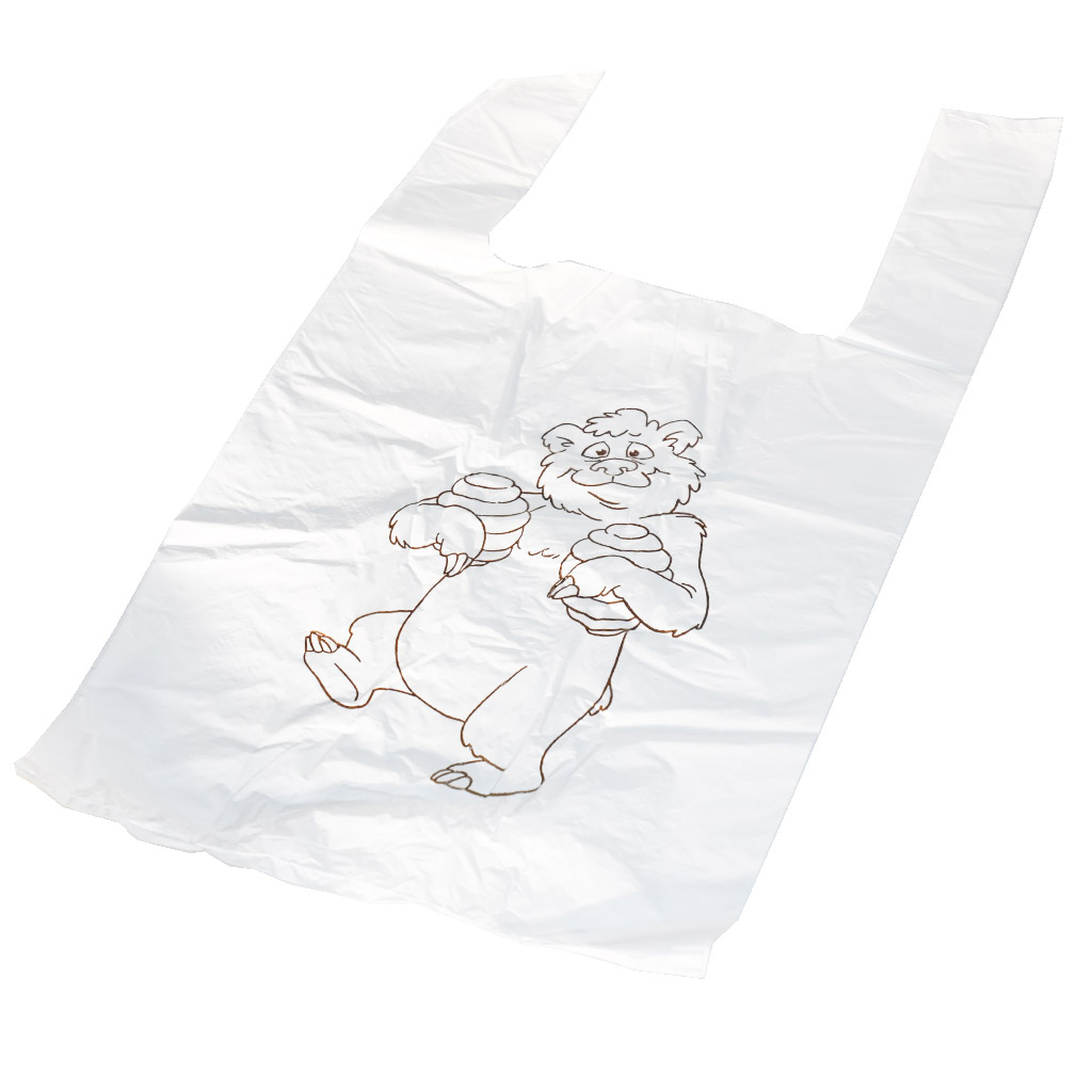 Sacs en plastique avec poignées - petit ours - 22 x 38 cm - 200 pièces