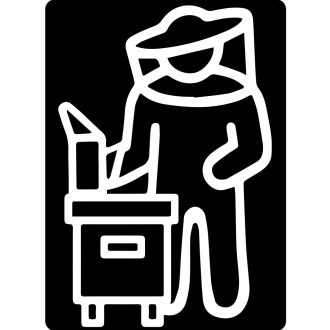 Autocollant apiculteur avec ruche - blanc