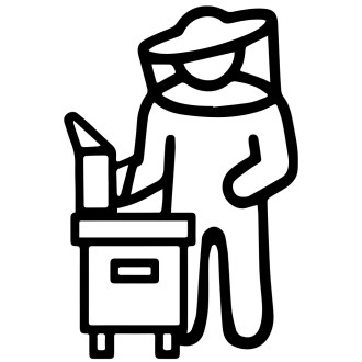 Autocollant apiculteur avec ruche - noir