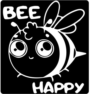 Autocollant Bee happy - blanc