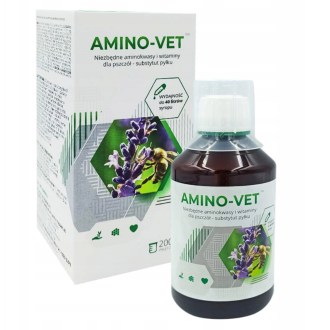 Amino-Vet – 200ml(Le nom du produit reste identique en français car il s'agit d'une marque commerciale. Il s'agit d'un complément alimentaire à base d'acides aminés pour les abei