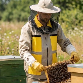 Blouson d'apiculteur beige, tailles : S-XXXL