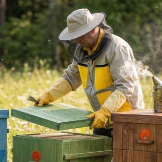 Blouson d'apiculteur beige, tailles : S-XXXL