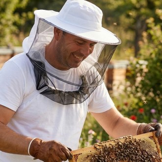 Chapeau d'apiculteur avec protection pour les mains
