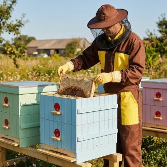 Combinaison d'apiculteur avec chapeau, marron taille: S-XXXL