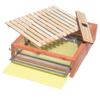 Fond de ruche entièrement grillagé anti-varroa - Langstroth - complet, peint