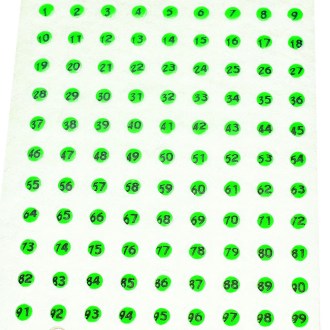 Plaquettes numérotées en opalite - 1-99 différentes couleurs