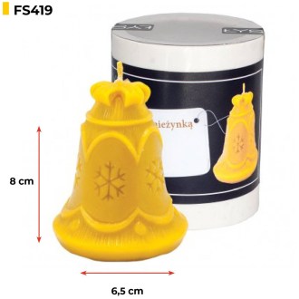 Moule en silicone pour bougies - clochette avec flocon de neige - 8 cm - FS419