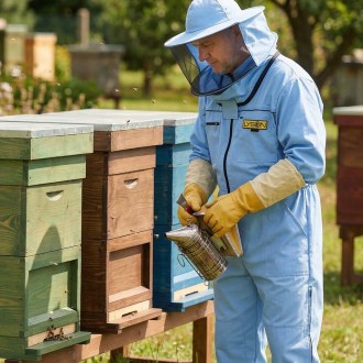 Combinaison d'apiculture avec chapeau - bleue - Lysoň, taille : S-XXXL