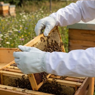 Gants d'apiculture en cuir de porc - tailles : 6-12