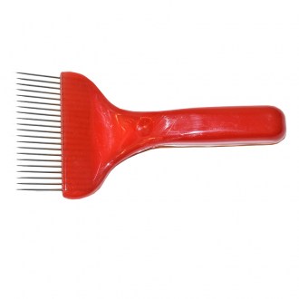 Herse à désoperculer 21 aiguilles, manche plastique rouge